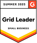 Collaborator, Grid Leader — G2-Abzeichen Sommer 2025 mit orangefarbenem sechseckigem Design