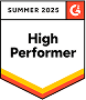 Collaborator, High Performer — G2-Abzeichen Sommer 2025 mit orangefarbenem sechseckigem Design
