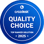 Collaborator Quality Choice Abzeichen — rundes blaues Design mit weißem Text von Crozdesk