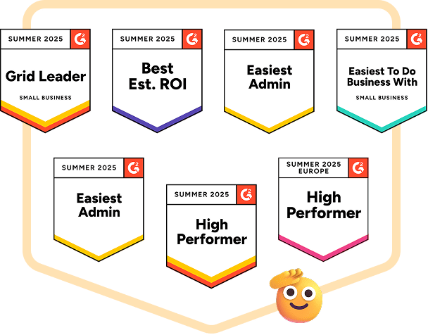 Collaborator erhielt G2 Sommer 2025 Auszeichnungsabzeichen, einschließlich Grid Leader Small Business, Best Estimated ROI, Easiest Admin, Easiest To Do Business With und High Performer Europe.