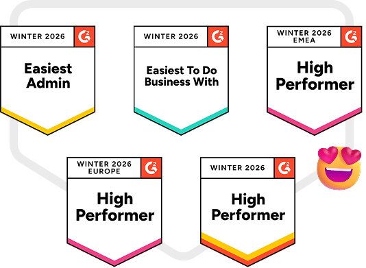 G2-Winter-2026-Auszeichnungen von Collaborator für SEO Tools, mit den Abzeichen Easiest Admin, Easiest To Do Business With und High Performer für die Regionen global, EMEA und Europa.