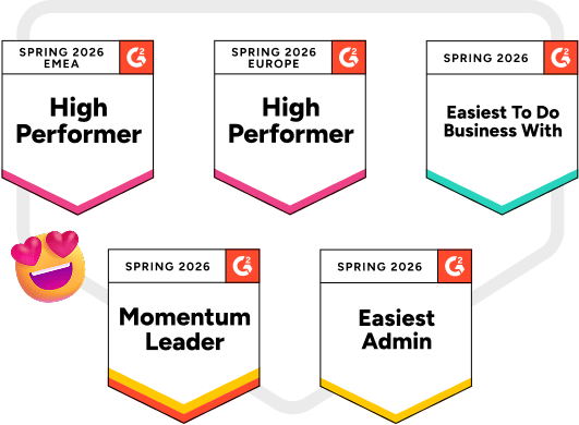 G2 Spring 2026 Auszeichnungen im Bereich SEO Tools für Collaborator, darunter Momentum Leader, Easiest Admin, Easiest To Do Business With und High Performer in Europa und EMEA