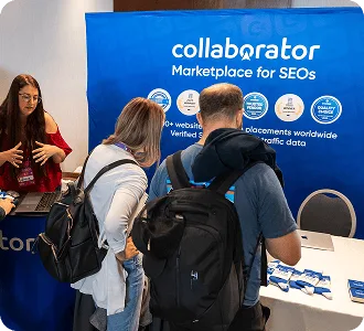 Besucher informieren sich am Collaborator-Stand auf der Digital Marketing Europe 2026.